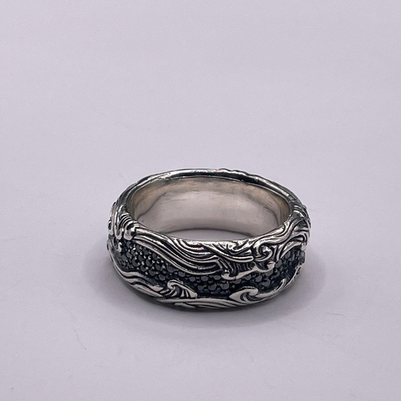 David Yurman Waves Ring in Sterling Silver with Black Diamonds - Picture 8 of 8